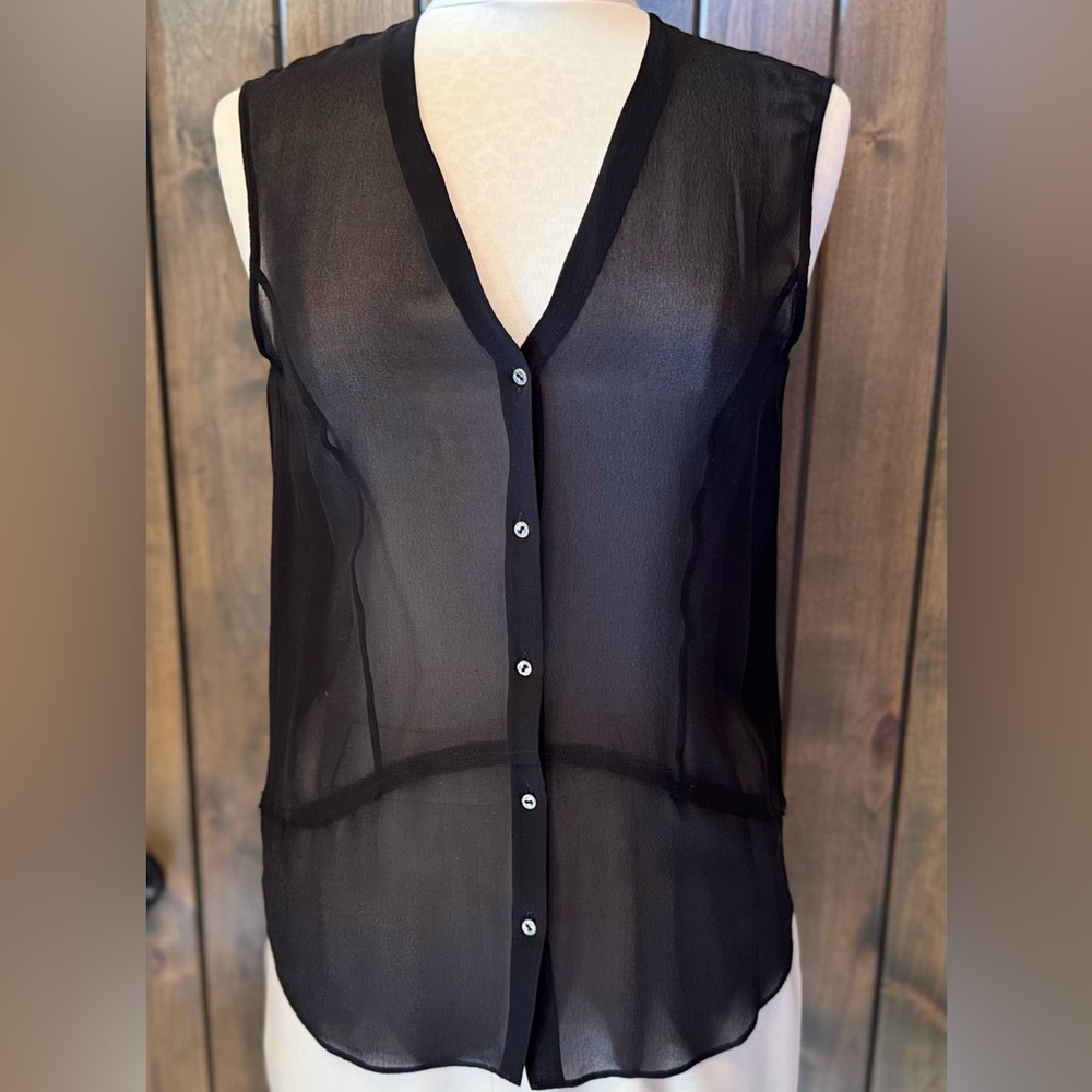 Helmut Lang Silk Button Down Sleeveless Blouse Size M